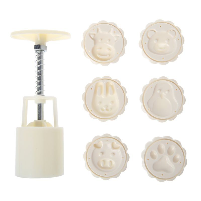 Khuôn Làm Bánh Trung Thu / Mặt Trăng / Động Vật 3d 50g 6 Ngăn Tiện Dụng Diy