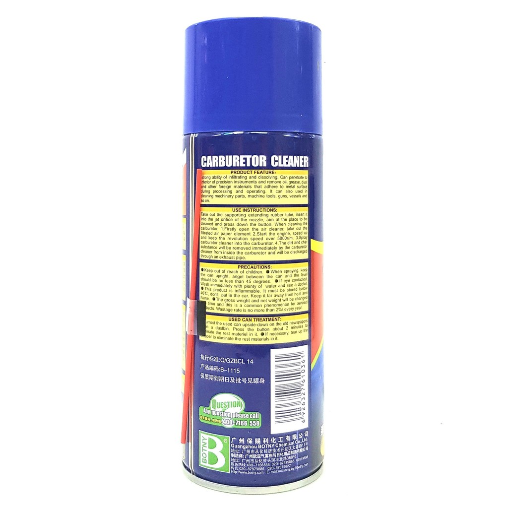 Bình xịt vệ sinh pét xăng, chế hòa khí, bình xăng con Botny Carburetor Cleaner dung tích 450g