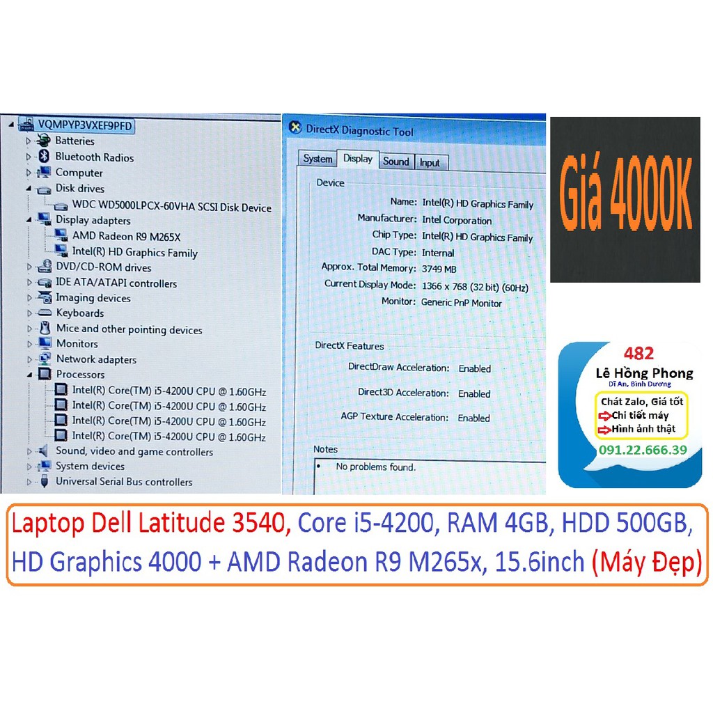Laptop Dell Latitude 3540, Core i5-4200, RAM 4GB, HDD 500GB, HD Graphics 4000 + AMD Radeon R9 M265x, 15.6inch (Máy Đẹp) | BigBuy360 - bigbuy360.vn