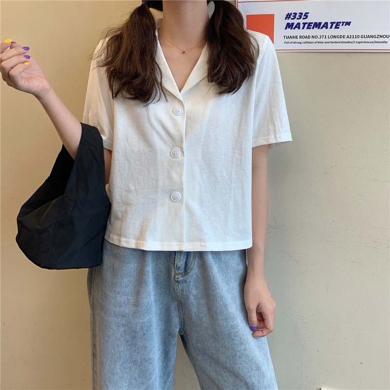 Áo Sơ Mi Ngắn Tay Dáng Rộng Cổ Bẻ Thời Trang - Áo Sơ Mi Nữ Ulzzang Nhiều Màu Trơn SM03 | BigBuy360 - bigbuy360.vn