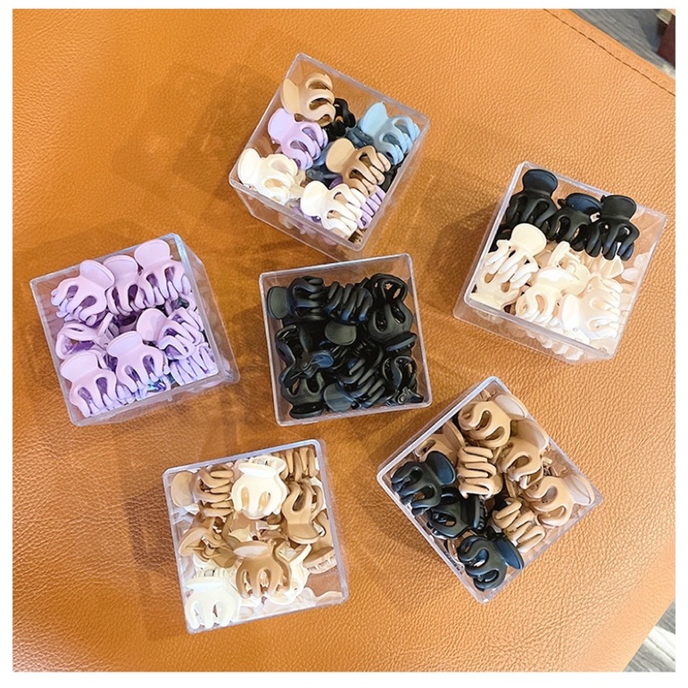 Hộp 10 kẹp- set 6 túi - set 3 kẹp lớn nhựa tóc nhỏ màu nhám càng cua cào cua Hàn Quốc thanh lịch