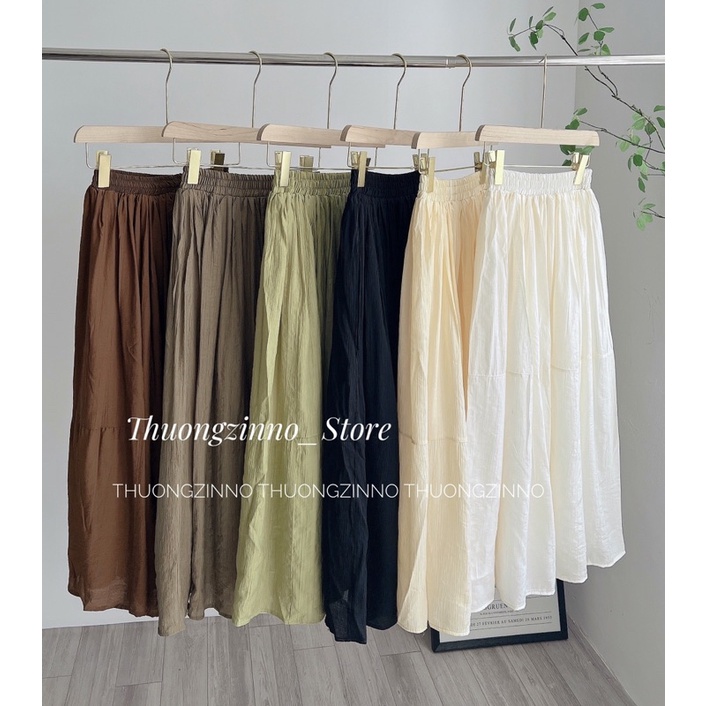 [Ảnh thật/Video]Chân váy dài nhăn Ruby Hàn Quốc hai lớp Chân váy dài Quảng Châu