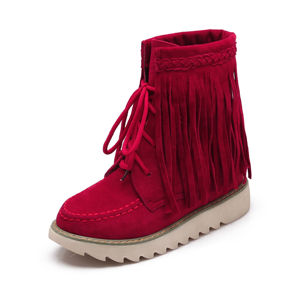 IELGY Giày Bốt Da Lộn Mũi Tròn Màu Sắc Thời Trang Cho Nữ