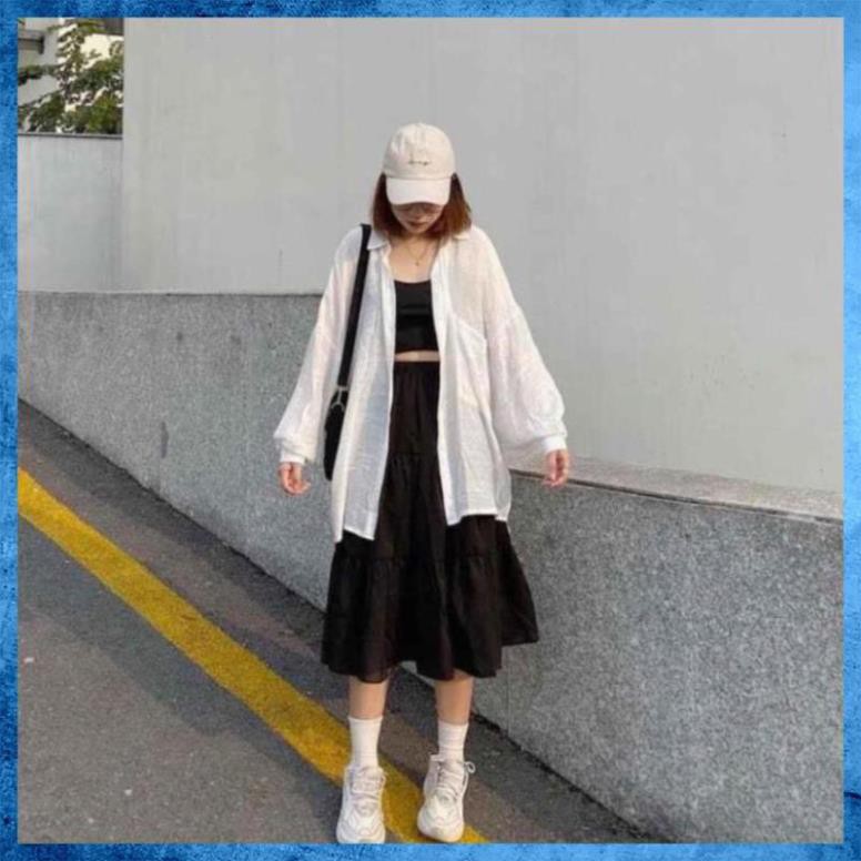 [Freeship] Chân Váy Nữ Voan, Chân Váy Xòe 3 tầng Vintage Trắng Đen | BigBuy360 - bigbuy360.vn