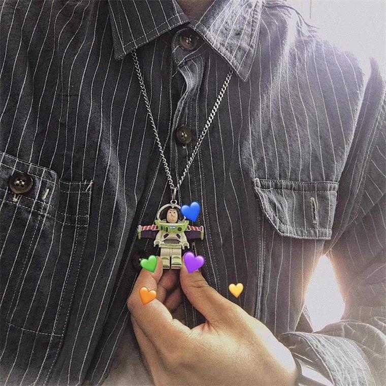 Vòng cổ mặt khối xây dựng hoạt hình phong cách hip hop đường phố cho nam và nữ