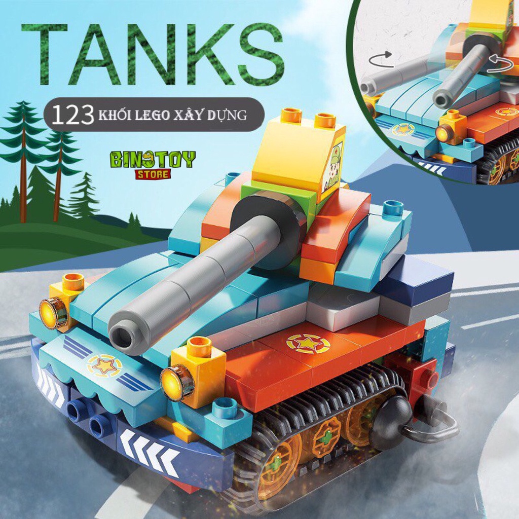 Bộ xếp hình, lego xe tăng, robot chiến đấu cao cấp, 123 chi tiết BINO 054