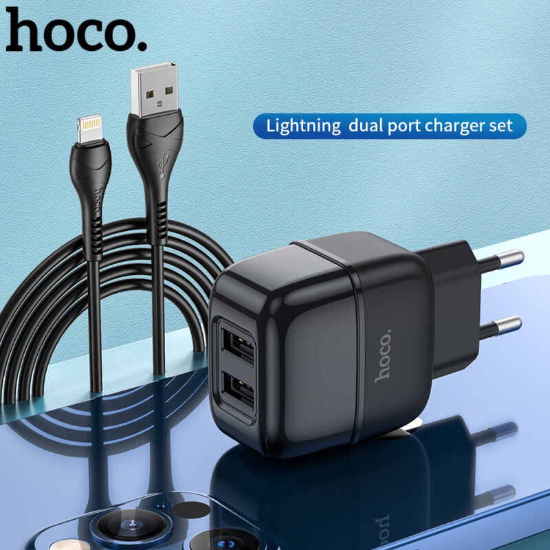 Cốc Sạc Nhanh HOCO C77A Hai Cổng USB Cho iP 5V 2.4A Phích Cắm EU