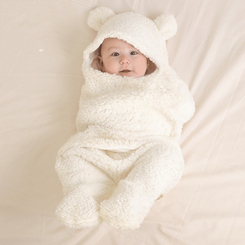 [4 MÀU] Chăn ủ kén (túi ngủ) lông cừu Baby Blanket cho bé
