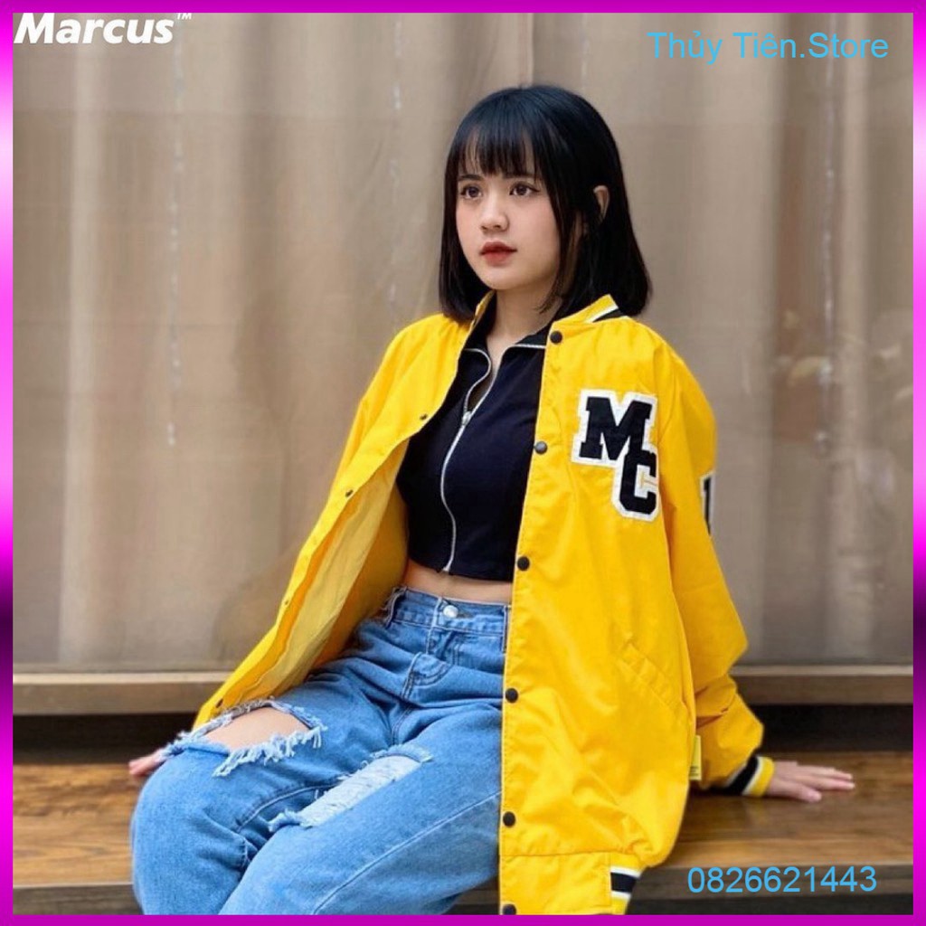 ÁO KHOÁC DÙ BOMBER MC MARCUS VÀNG ĐEN UNISEX - ÁO GIÓ KHOÁC MC 18 BÓNG CHÀY 💎 👗💝