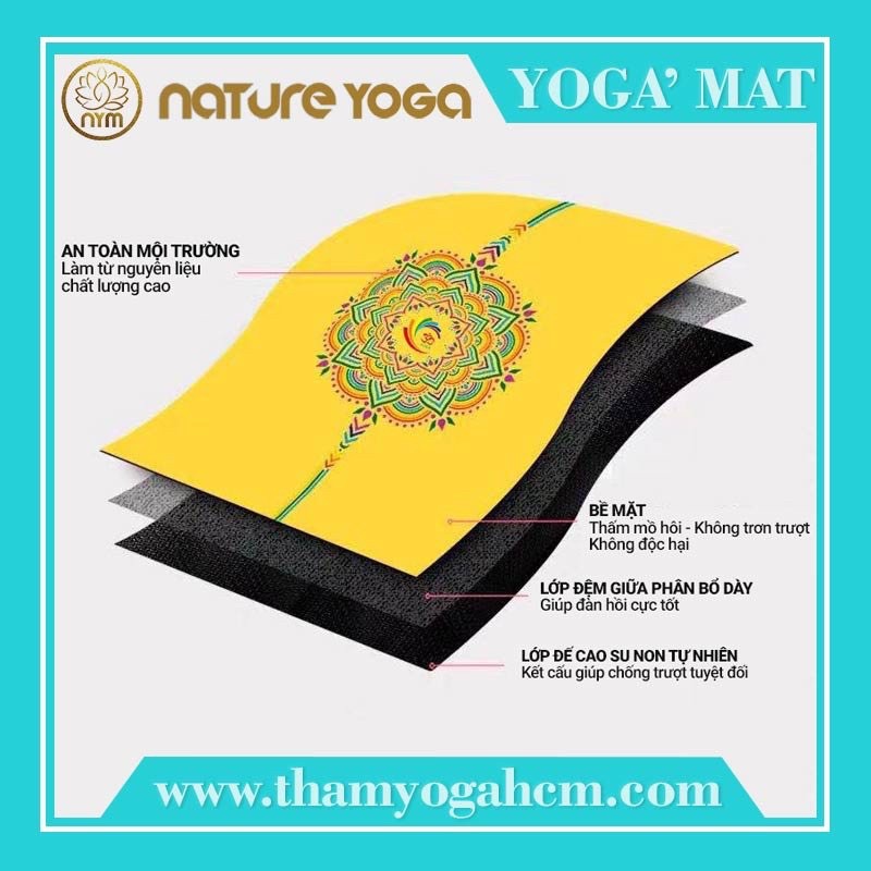 Thảm Yoga Chuẩn Đẹp PU Cao Su Nature - Thảm Du Lích Gấp Gọn kèm túi đựng