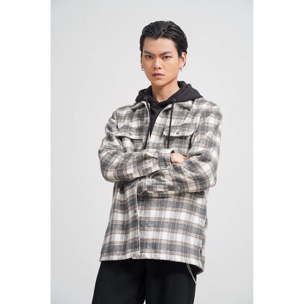Áo Sơ Mi Dài Tay Nam HIGHWAY MENSWEAR Keaton Shirt Trắng Ghi