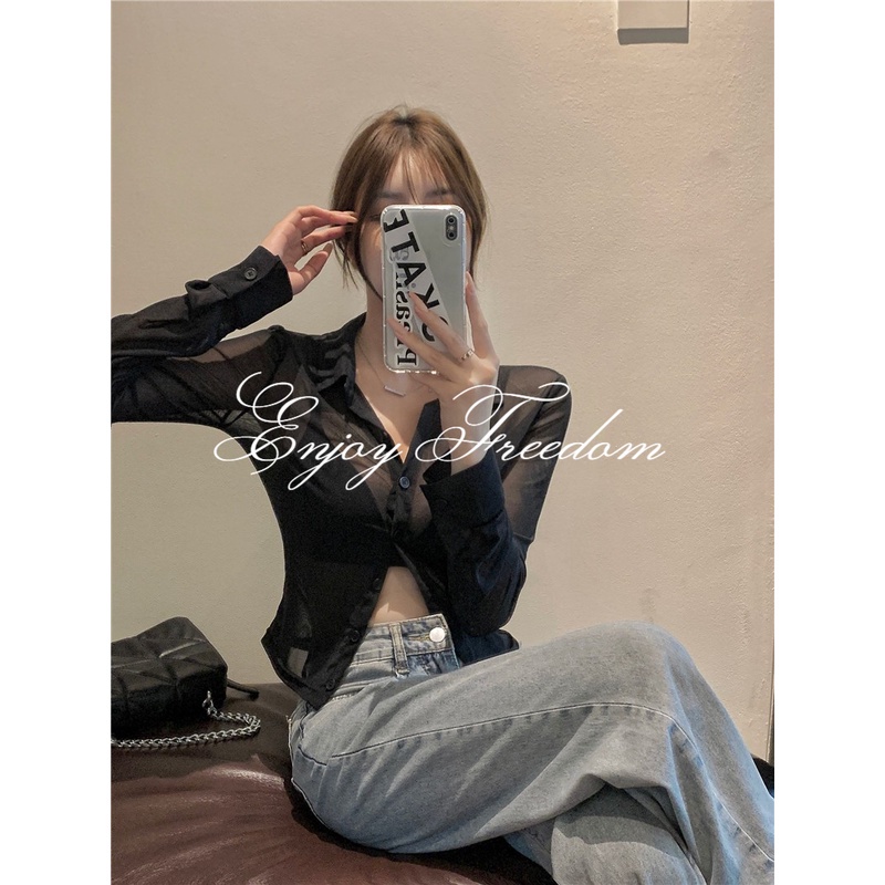 Enjoy Freedom Áo Croptop Sát Nách Màu Đen In Họa Tiết Cá Tính Cho Nữ