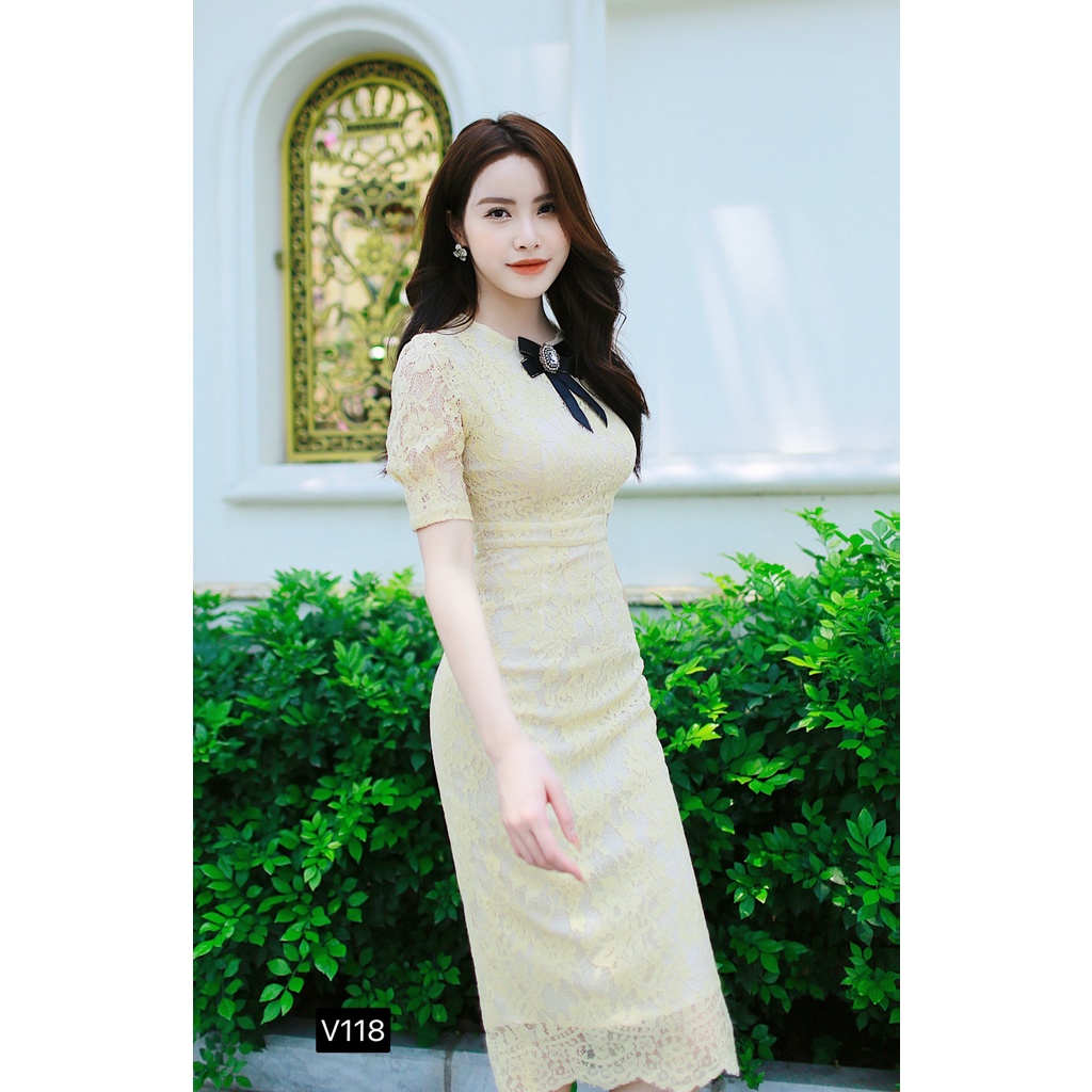 Váy ren be thiết kế tay bồng xinh xắn MC V118-tặng kèm nơ cài xinh