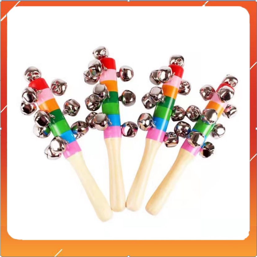 Đồ chơi sơ sinh xúc xắc gỗ 7 sắc cầu vồng chuông sắt - xúc xắc bằng gỗ cho bé giúp kích thích các giác quan cho bé