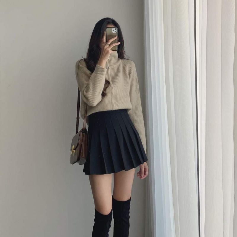 CHÂN VÁY DẠ XẾP LY CÓ QUẦN BÊN TRONG HÀNG QC L1 | BigBuy360 - bigbuy360.vn