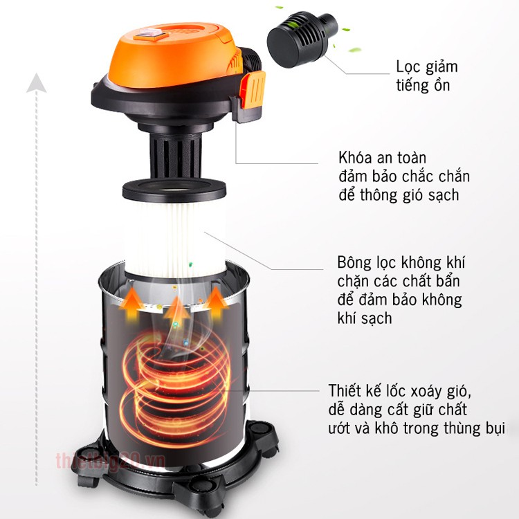 Máy hút bụi gia đình - công nghiệp Yangzi công suất lớn 1200W, Tích hợp 3 chế độ Khô-Ướt-Thổi XC99-15 | BigBuy360 - bigbuy360.vn