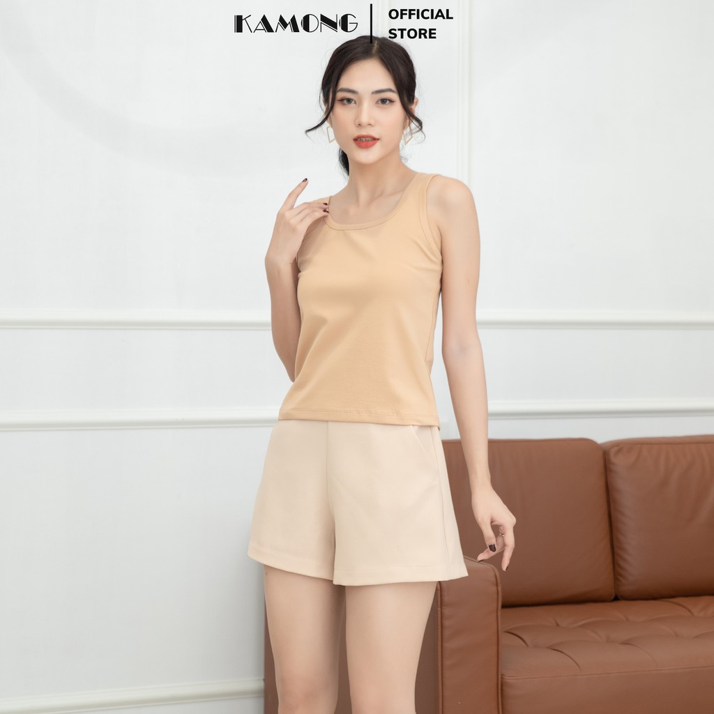 Áo ba lỗ nữ sát nách KAMONG thun cotton 100% A134