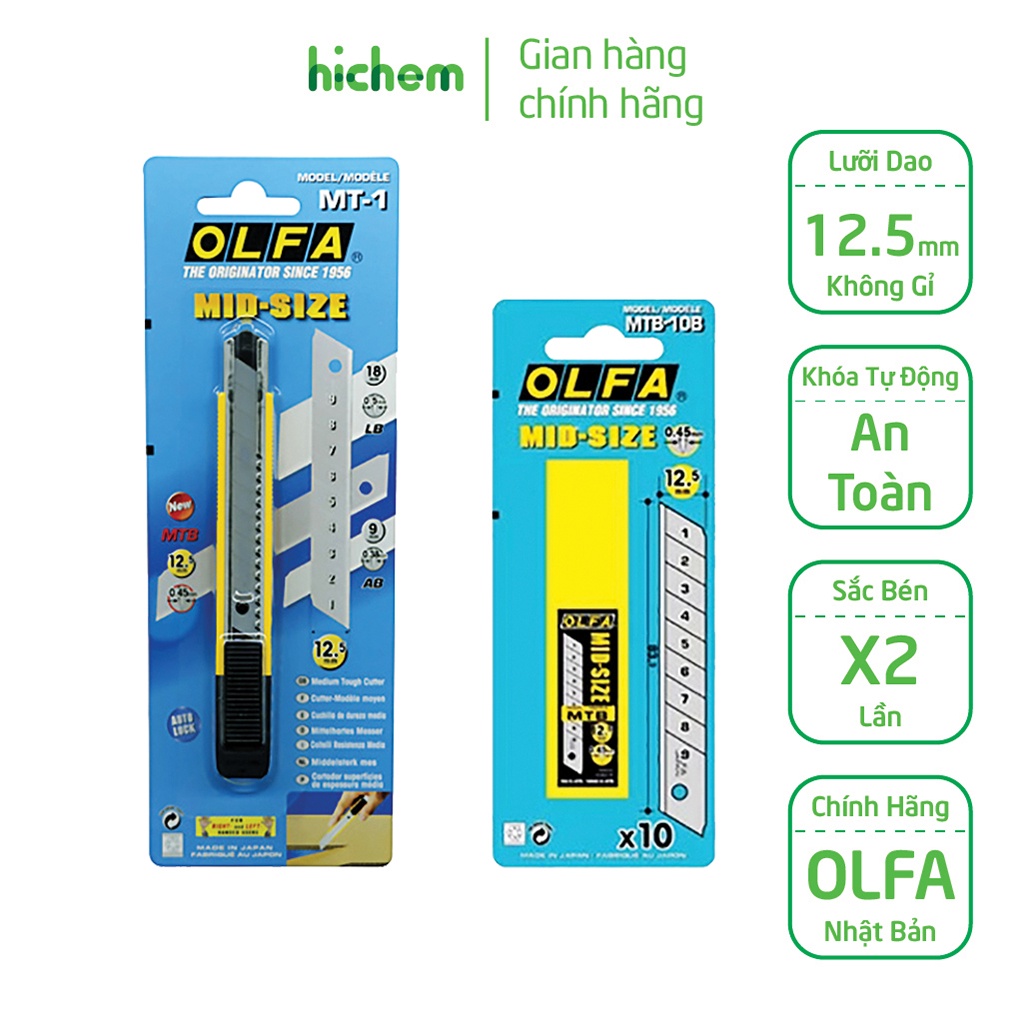 Dao Rọc OLFA MT-1 Và Lưỡi Dao MTB-10B Cắt Bao Bì, Nhựa