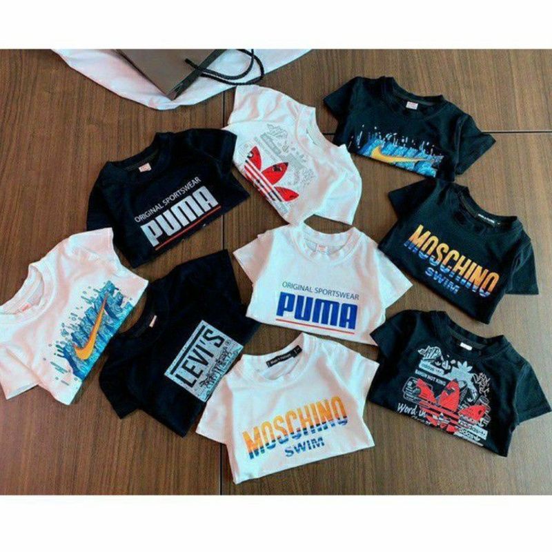 Áo Thun Cotton Ngắn Tay Cho Bé Trai Bé Gái Size Nhí (Das, Ni.ke, Pu.ma, Le.vis)