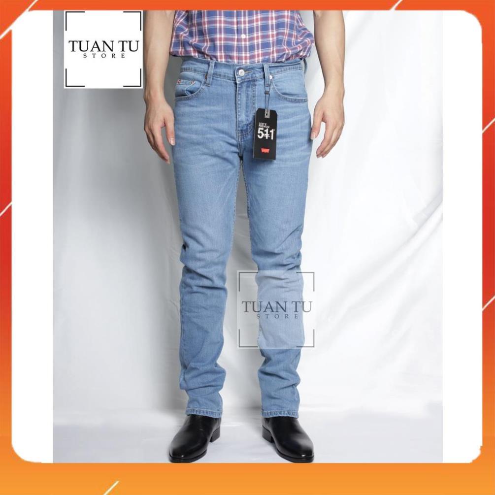 Quần Jean nam Levis 511 xanh ống đứng Slim strecth (Form Slim strecth,chất vải co dãn ống 17 - 20cm,Made in cambodia) T0