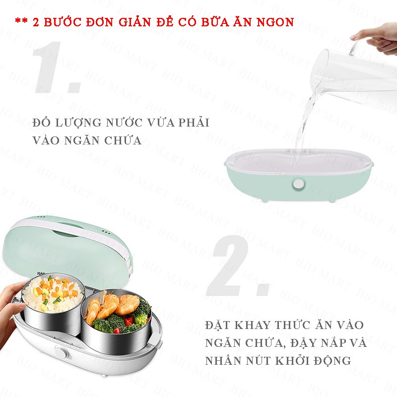 Hộp Cơm Cắm Điện 1 Tầng Khay Inox Nhỏ Gọn - Hộp Cơm Hâm Nóng Và Giữ Nhiệt, Ủ Cơm Tự Động, Dùng Cho Văn Phòng - BIO157