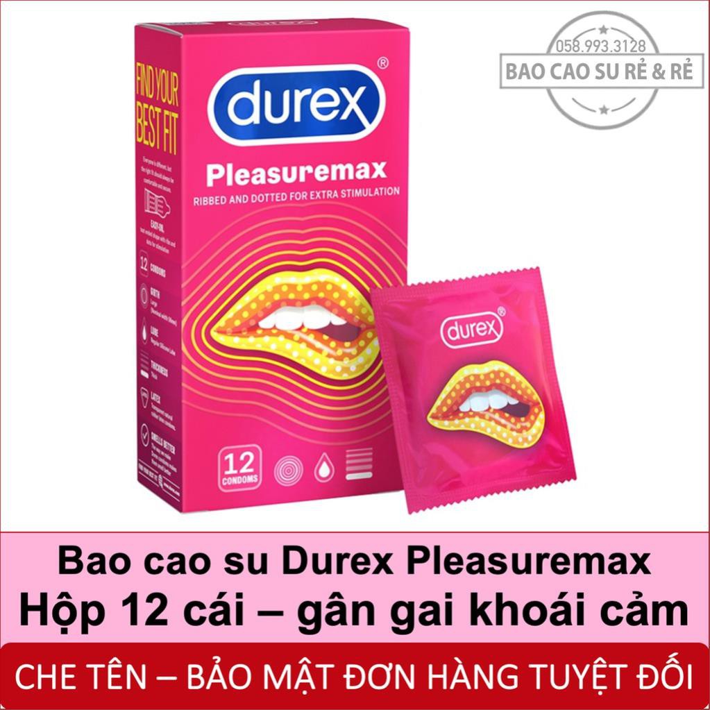 (CHE TÊN) Bao Cao Su Durex Pleasuremax GÂN GAI TĂNG KHOÁI CẢM hộp 12 bao