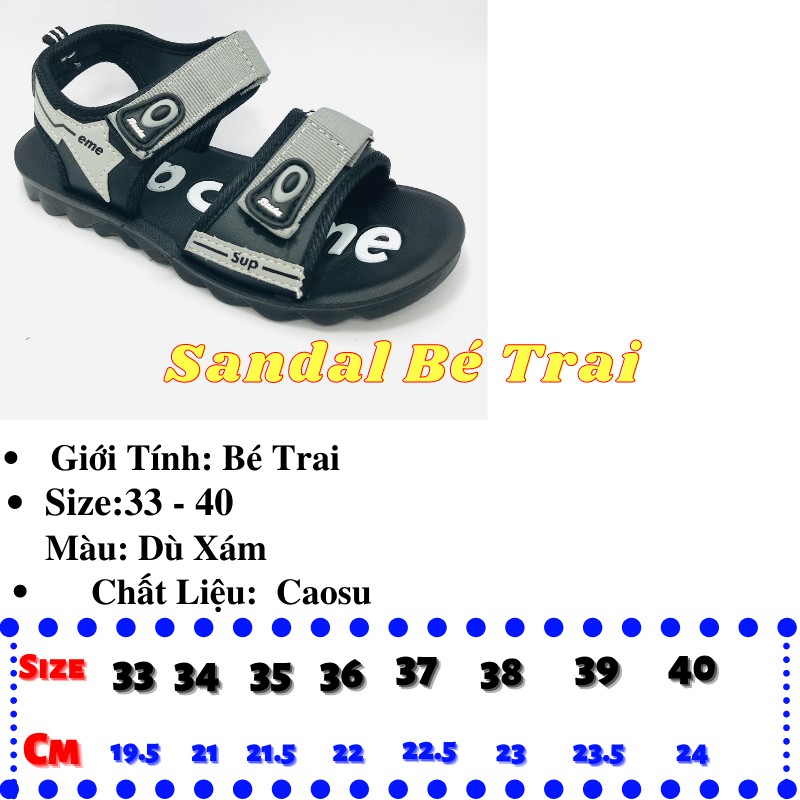 Sandal Bé Trai Quai Hậu Chống Trơn Hàng Cao Cấp M1012