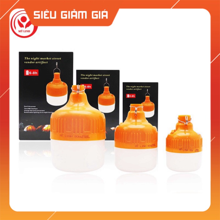 COMBO 3 bóng đèn sạc tích điện cam 80w có móc treo,tặng kèm dây sạc mỗi bóng.Bảo hành 1 năm đổi mới