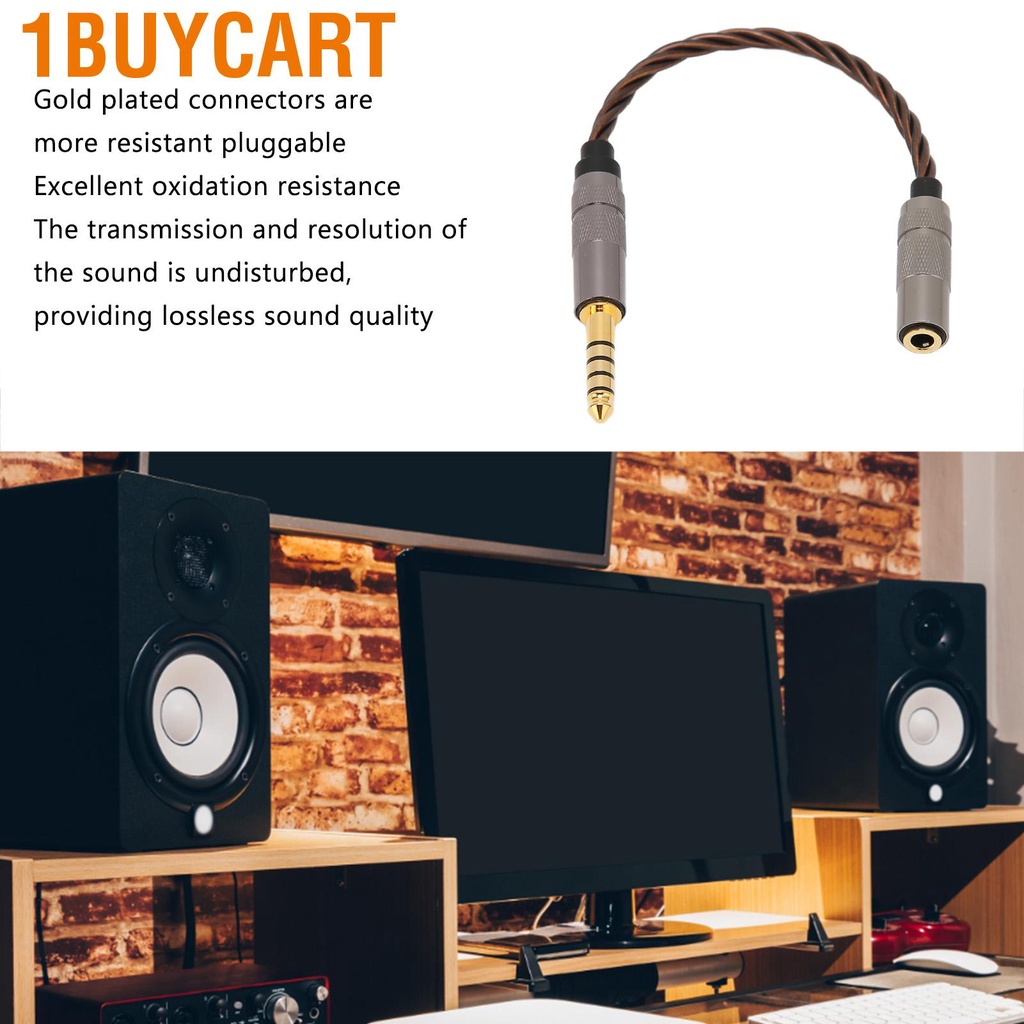 1buycart 4.4mm Balanced Male to 3.5mm Stereo Female Headphone Cable Gold Plated Portable Adapter for Music Lovers
