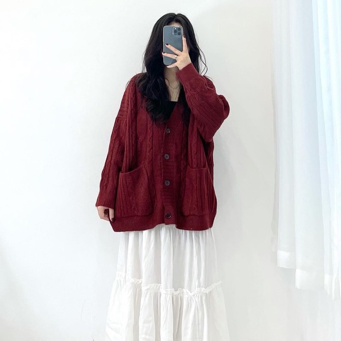 [RẺ VÔ ĐỊCH] Áo cardigan len nữ vặn thừng Nono Cheapy ghi hồng đỏ nâu trắng be  phom rộng cài cúc hàn quốc