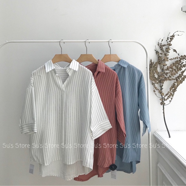 Áo sơ mi kẻ sọc tag HMF A922 SUSTORE