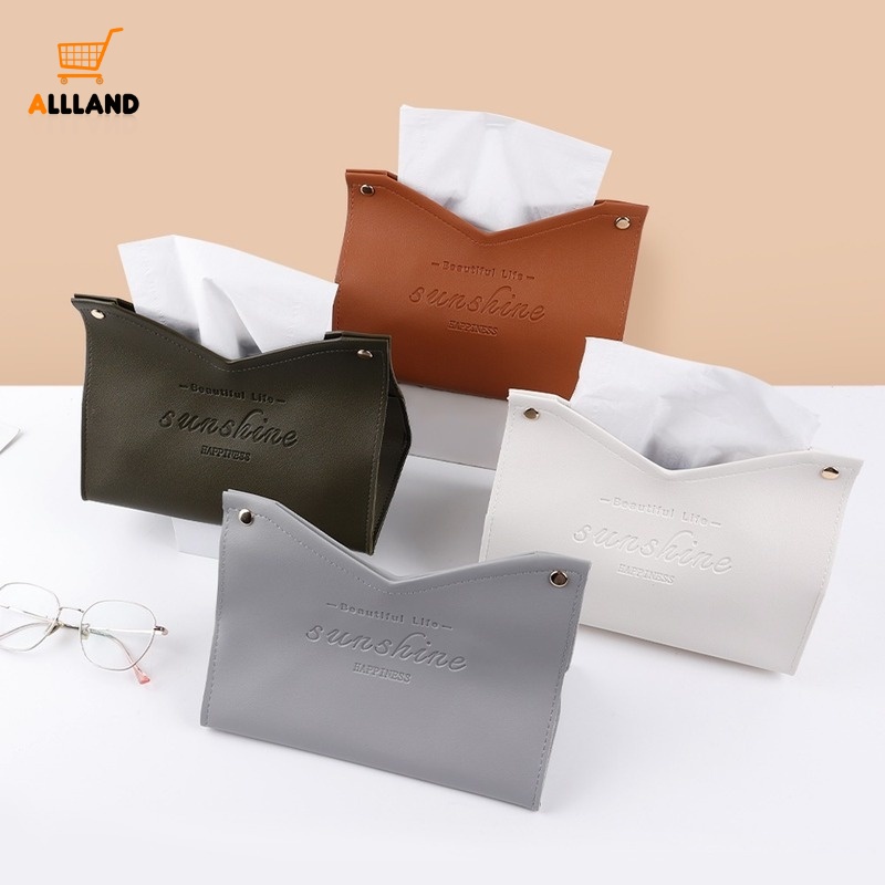 Hộp Đựng Khăn Giấy Bằng Da PU Đa Năng Hình Chữ V Phong Cách Bắc Âu Chống Thấm Nước Tiện Dụng