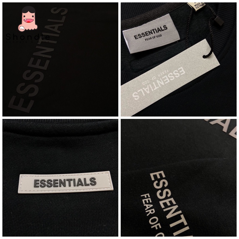 Áo SWEARTER Essentials NỈ Bông 2 lớp - Vải Cao Cấp - Đen