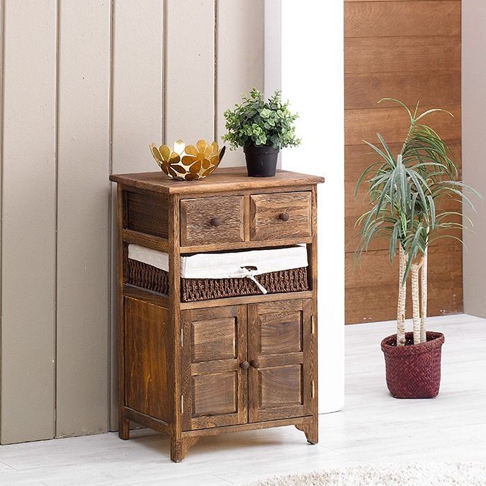 Tủ lưu trữ ngăn kéo gỗ đặc phòng ngủ khách sàn retro nhỏ đựng đồ phong cách Mỹ biệt