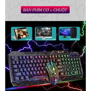 Bàn phím cơ + chuột gaming, bàn phím gaming d620 và chuột có đèn led 7 màu cao cấp