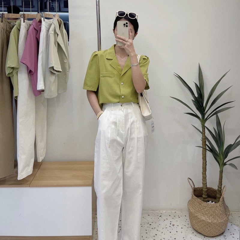 Áo sơ mi tay bồng cúc ngọc A67 | BigBuy360 - bigbuy360.vn