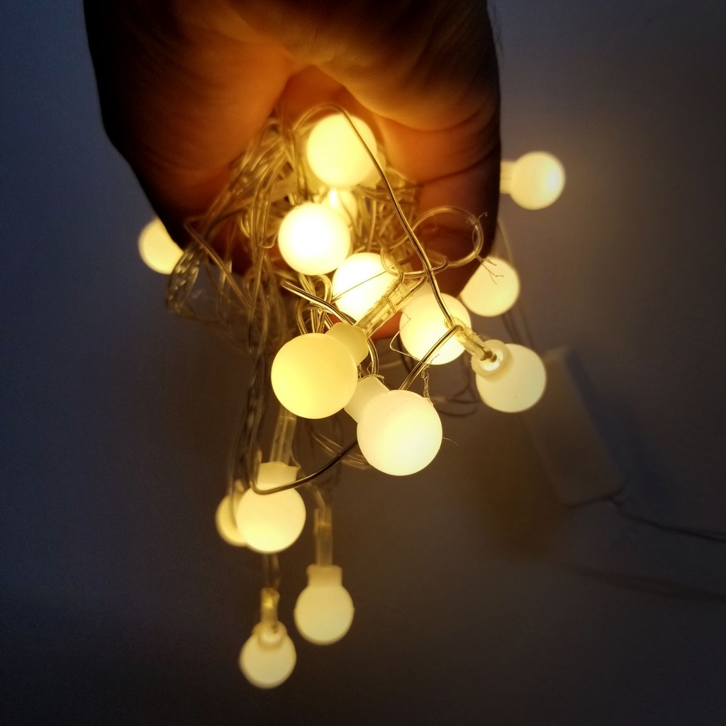 Đèn led dây trang trí tiệc bóng tròn cherry nhỏ 3m 18 bóng đèn không chớp nháy cắm điện