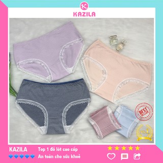 Quần lót nữ cotton cao cấp freesize mỏng nhẹ viền ren trái tim, đồ lót nữ mỏng phong cách cổ điển Kazila QLH52