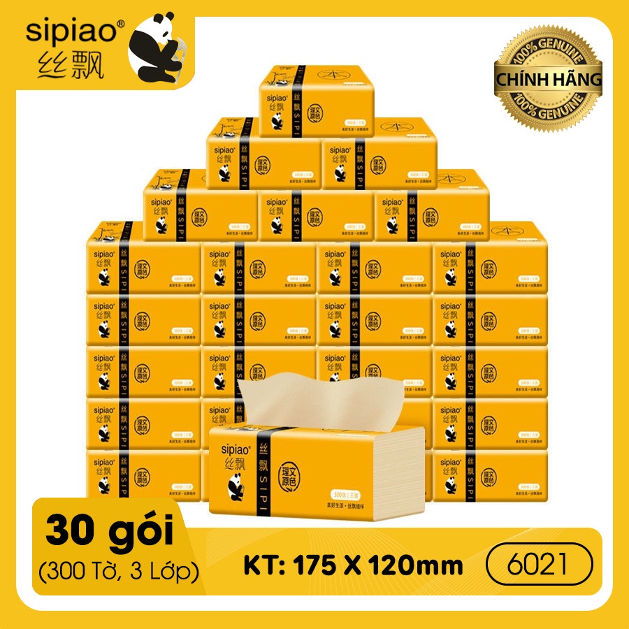 Thùng 30 gói Giấy Sipiao nội địa 6021 bản đủ(được cấu tạo với 3 lớp thấm hút, an toàn cho da em bé