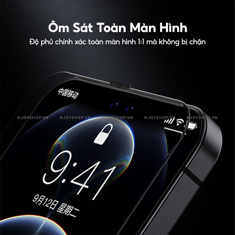 Kính Cường Lực Chống Nhìn Trộm Privacy Cao Cấp Không Tối Màn Hình Full Viền Cho Ip 13 Pro Max 12 Pro Max Njoyshop