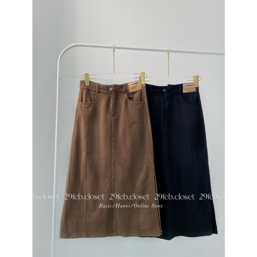 Chân váy jeans dáng dài xẻ 1 bên có tag - 29feb.closet - CV12