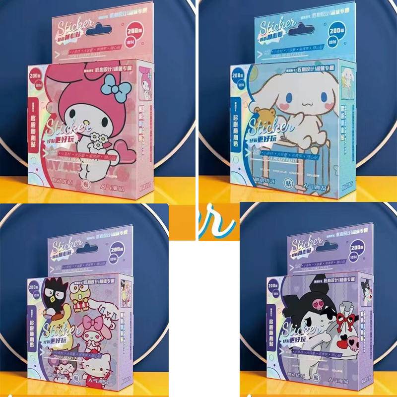 Bộ 200 Nhãn Dán Trang Trí Quà Tặng In Hoạt Hình Sanrio Cinnamoroll Dễ Thương DIY