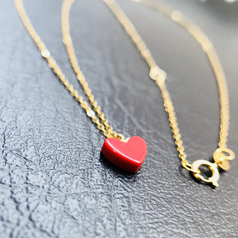 Vòng cổ Mặt Trái Tim Đỏ Phong Cách Hàn Quốc Thời Trang