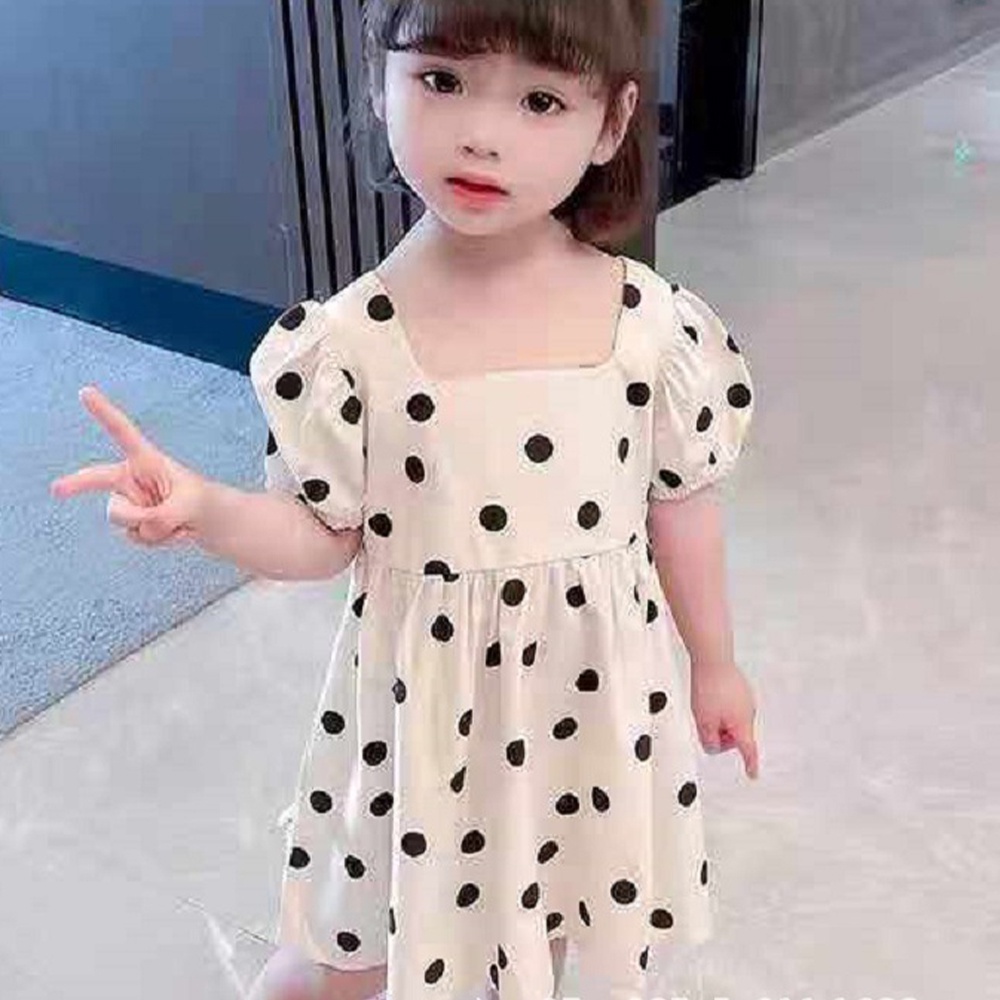 Hàng Có Sẵn Đầm Bé Gái Chấm Bi Tay Ngắn Dự Tiệc Mùa Hè