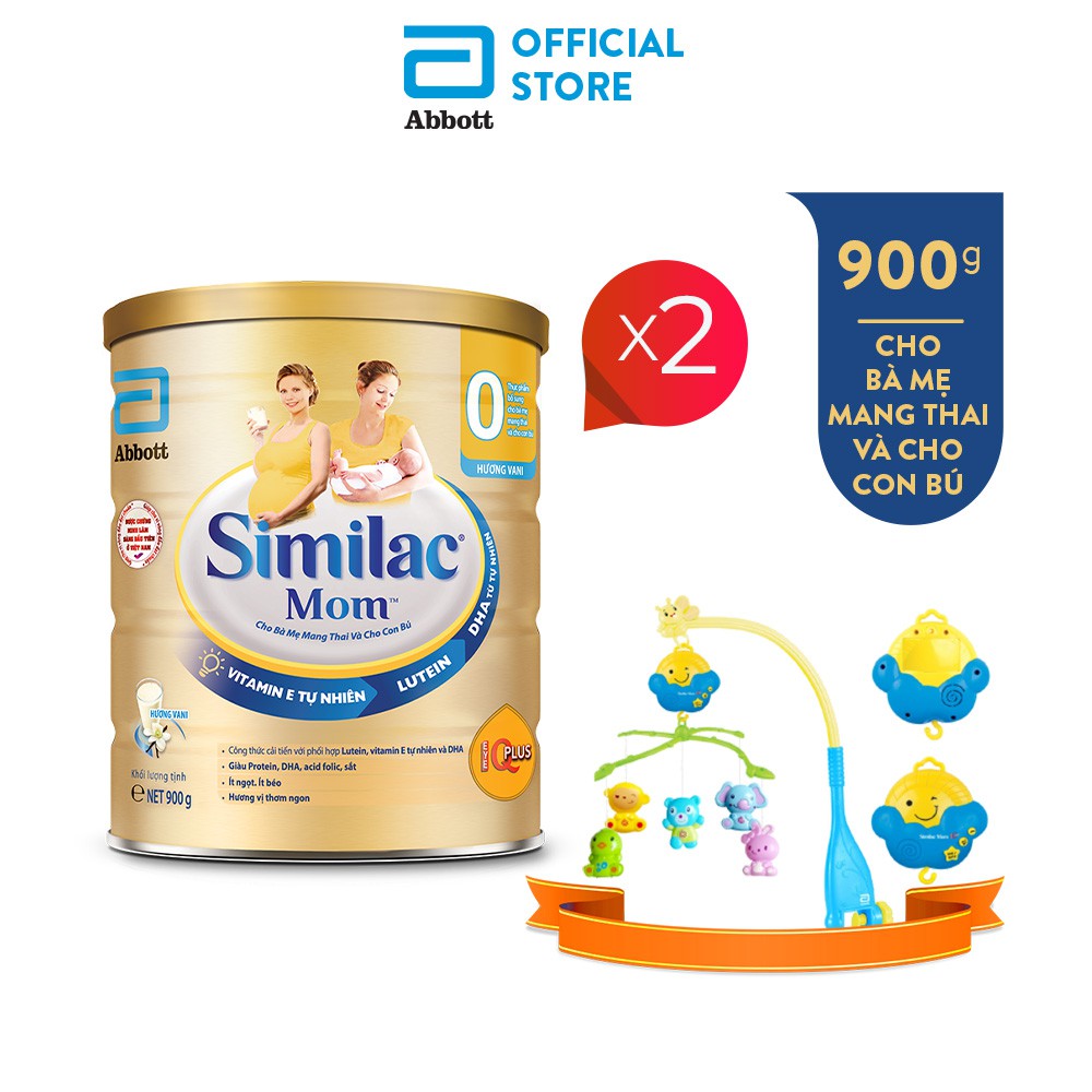 [Tặng bộ treo nôi] Bộ 02 Lon Sữa bột Mom IQ 900g/lon