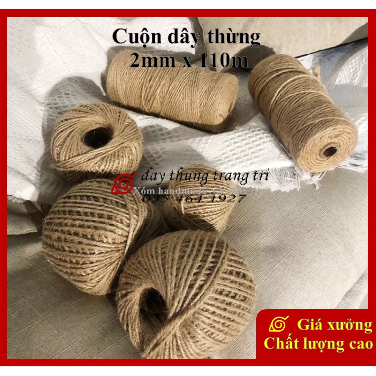 Dây thừng 2mm, cuộn dây thừng dài 110m, dây thừng decor, làm handmade, dây đay, dây cói