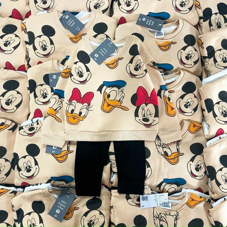 Bộ nỉ cho bé gái bộ đồ nỉ bông dài tay thu đông in hình mickey disney combo 2 bộ quần áo trẻ em JIMADO TV5552225