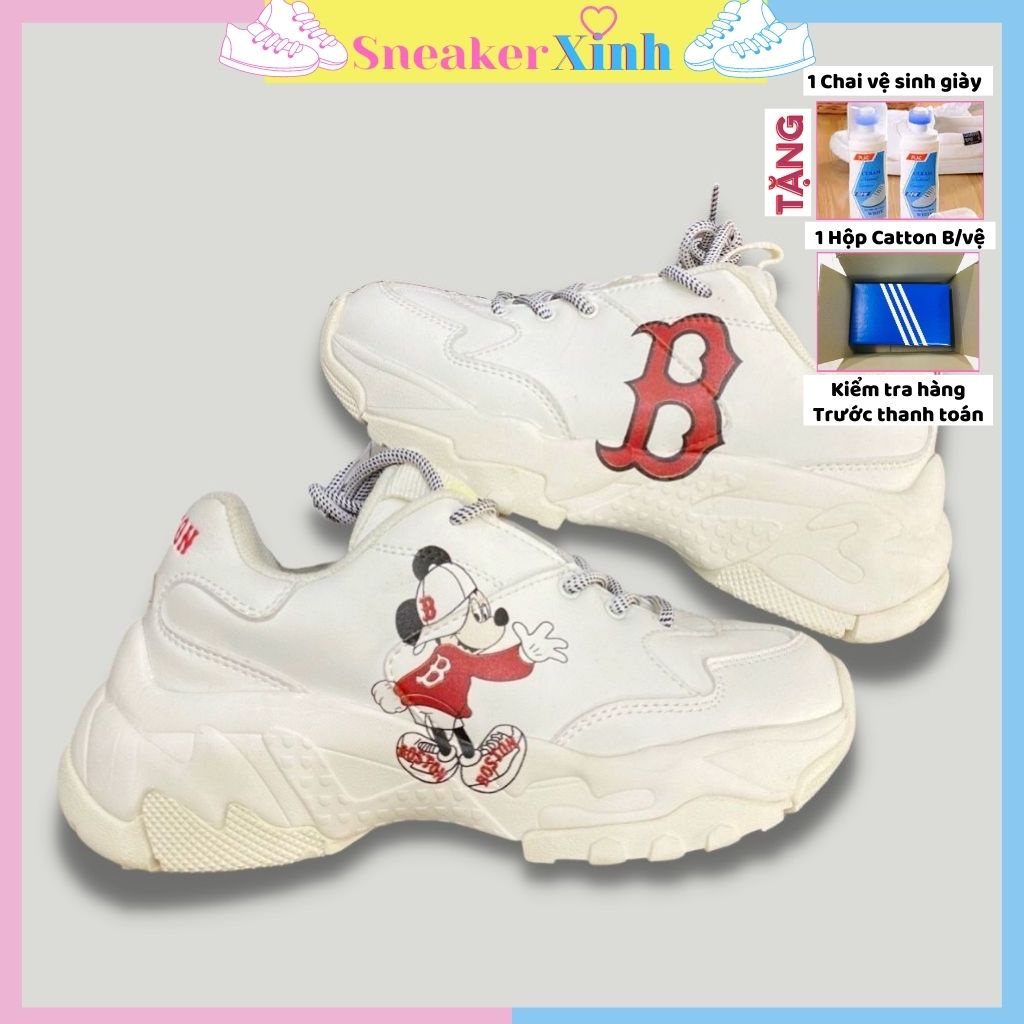 Giày sneaker đế cao MLB Mickey, giày thể thao MLB chuột Mickey đi học, đi chơi siêu xinh bền rẻ SneakerXinh Store MLB29