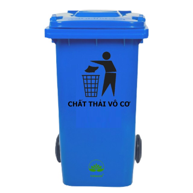 Thùng rác y tế (dán nhãn phân loại rác lây nhiễm, nguy hại, thông thường, tái chế,thùng rác nhưa nắp kín 120lít Viphaen