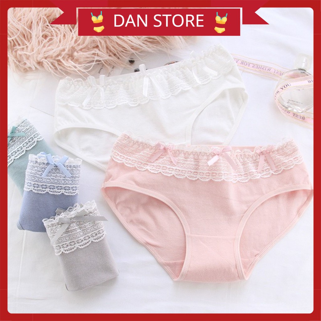 Quần Lót Nữ Cotton cao cấp kháng khuẩn mềm mại viền bèo đính nơ điệu đà mẫu C004